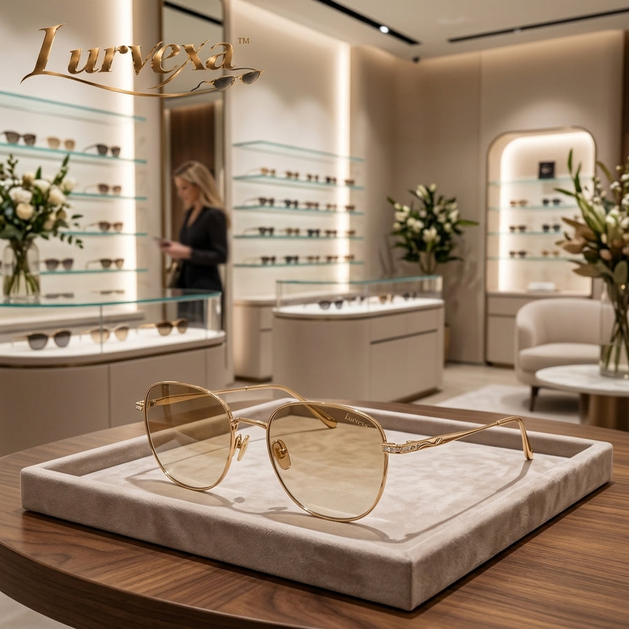 Lurvexa™ Aurelia Luxury Gold Metal Sunglasses – Warm Amber Gradient Lenses