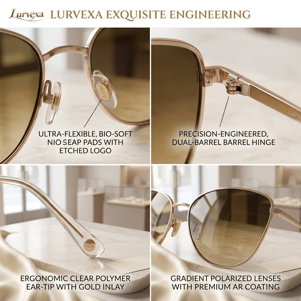 Lurvexa™ Aurelia Luxury Gold Metal Sunglasses – Warm Amber Gradient Lenses
