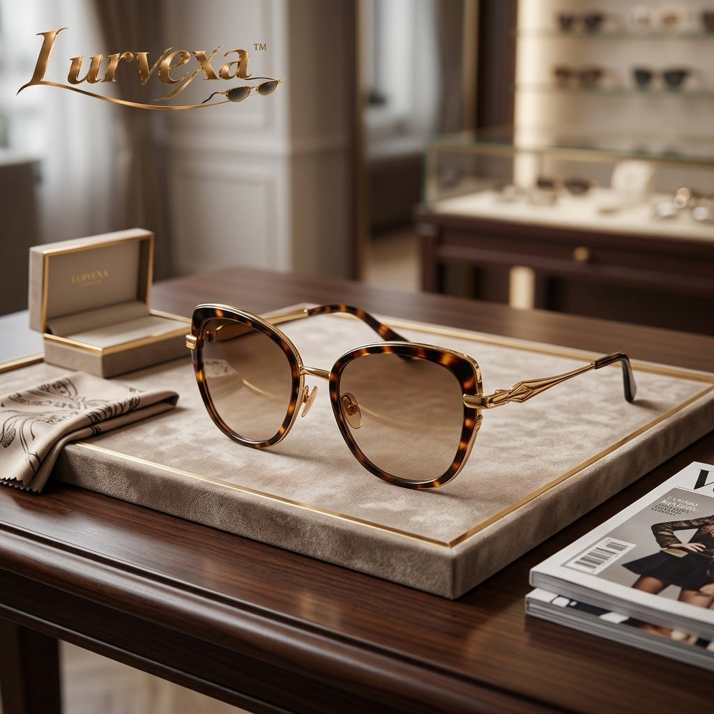 Lurvexa™ Luxury Butterfly Sunglasses – Handcrafted Tortoiseshell &amp; Polished Gold Frame with Gradient Brown Lenses