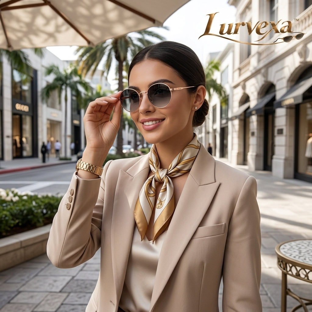 Lurvexa™ Retro Round Rose Gold Metal Sunglasses – Gradient Grey Lenses