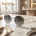 Lurvexa™ Retro Round Rose Gold Metal Sunglasses – Gradient Grey Lenses