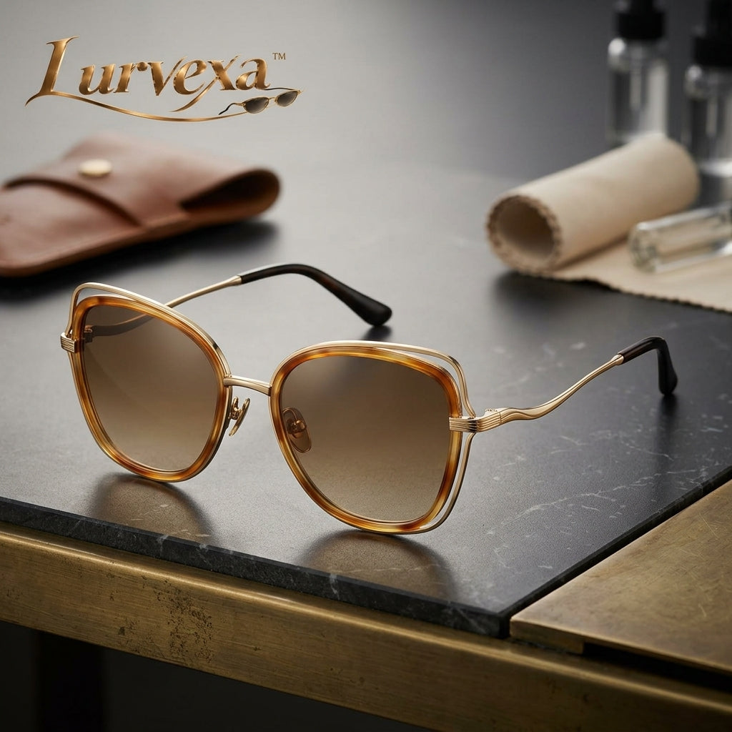 Lurvexa™ Oversized Butterfly Sunglasses for Women – Luxury Cut-Out Metal &amp; Tortoise Frame, UV400 Gradient Lenses