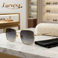 Lurvexa™ Luxury Aviator Sunglasses – Polished Gold Double-Bridge Metal Frame with Gradient Amber Lenses