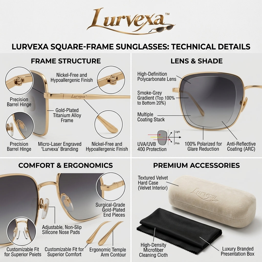 Lurvexa™ Luxury Aviator Sunglasses – Polished Gold Double-Bridge Metal Frame with Gradient Amber Lenses