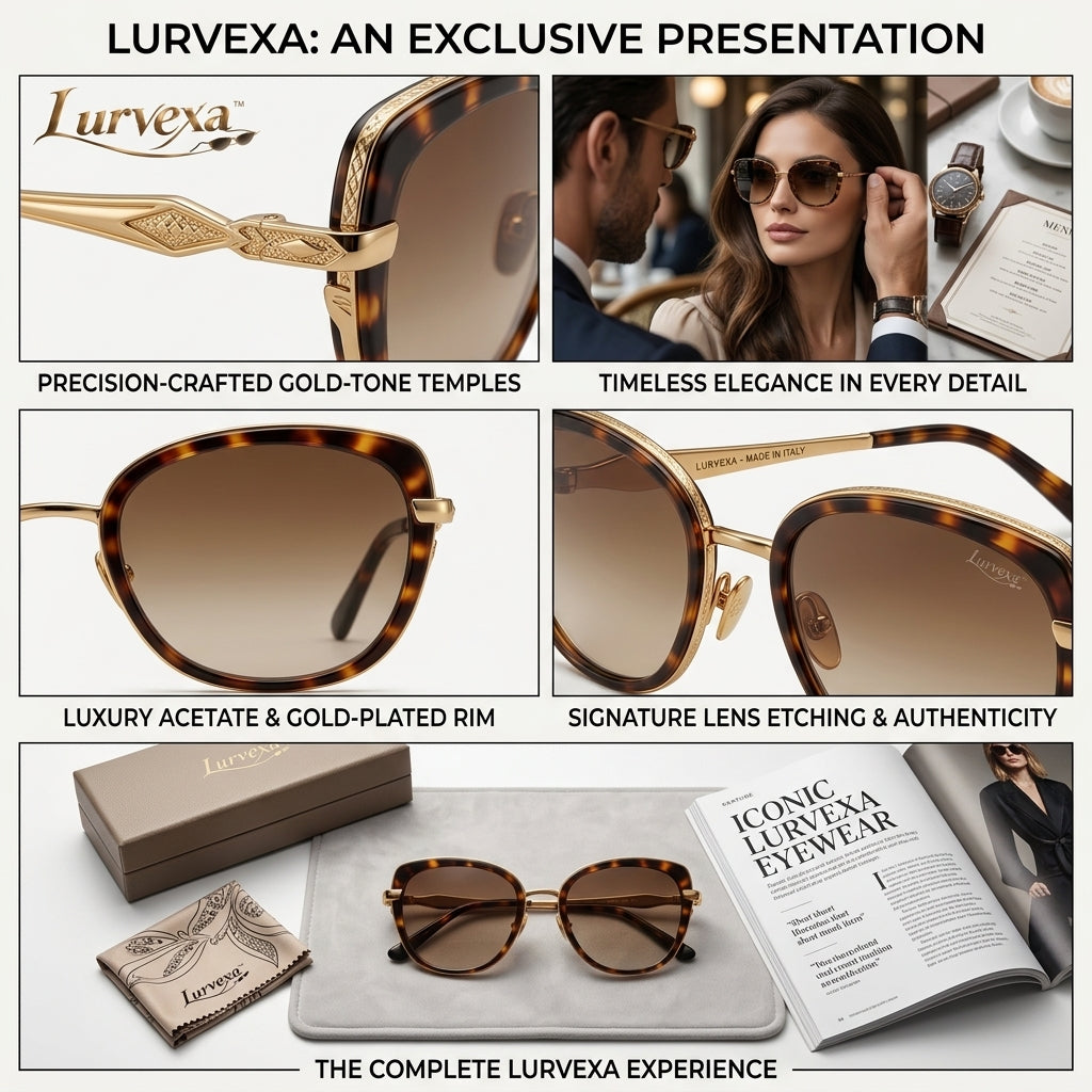 Lurvexa™ Luxury Butterfly Sunglasses – Handcrafted Tortoiseshell &amp; Polished Gold Frame with Gradient Brown Lenses