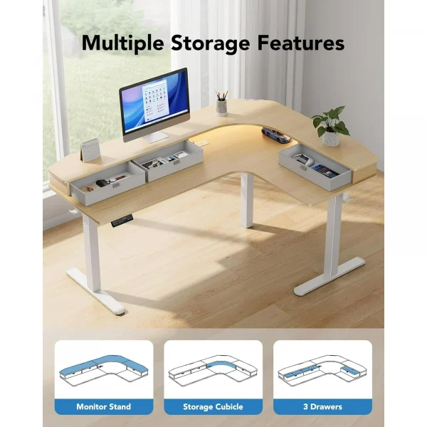 CHITOOMA L-Shaped Standing Desk - Ergonomic Workspace - Image 2